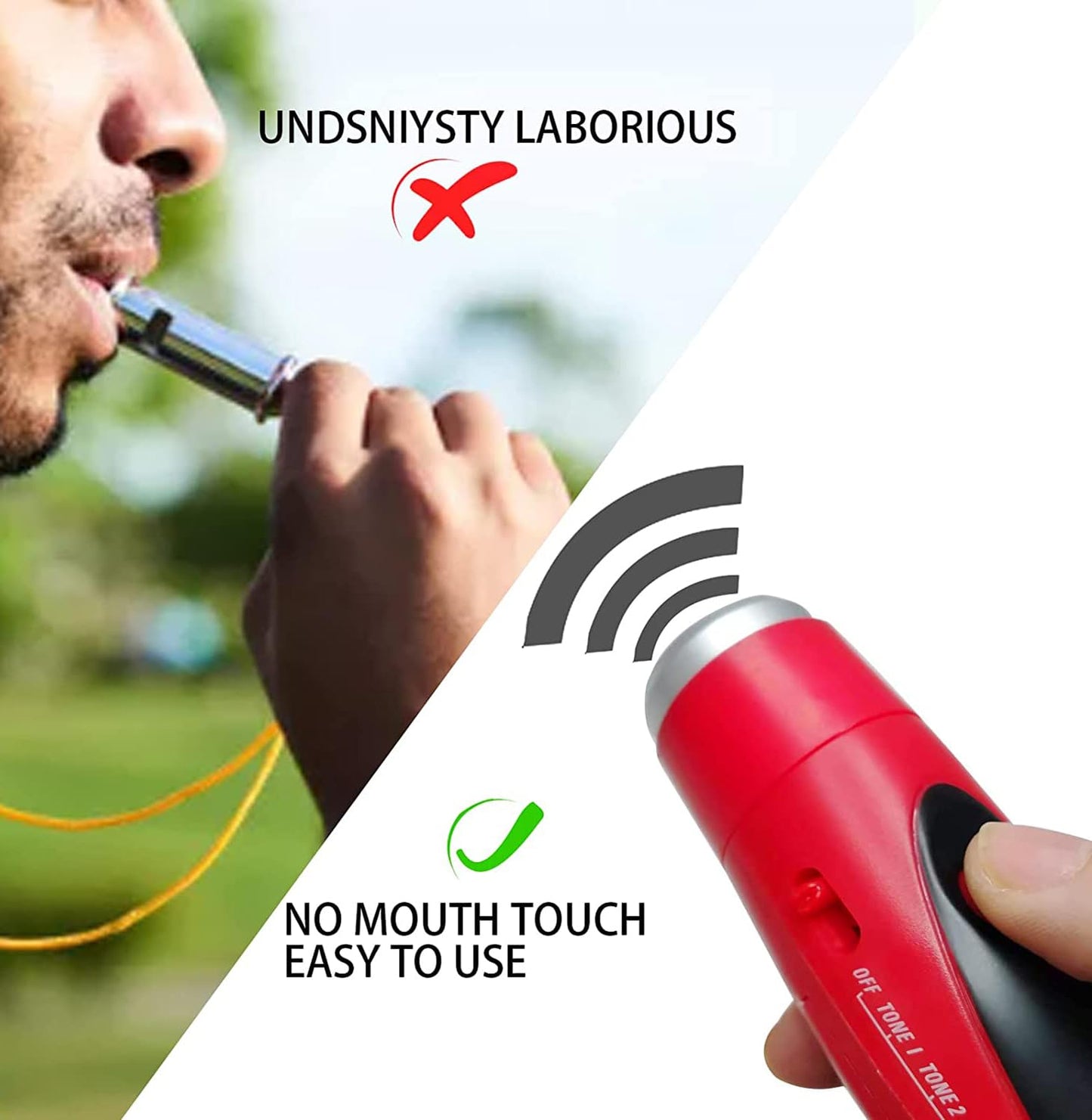 EFOBO Electronic Whistle for Coaches, Handheld Lound Electric Whistle with Lanyard and Three Tone for Volleyball, Soccer Referee, P.E. Teacher, Police,Outdoor Camping, Self Defense Emergency (Red)