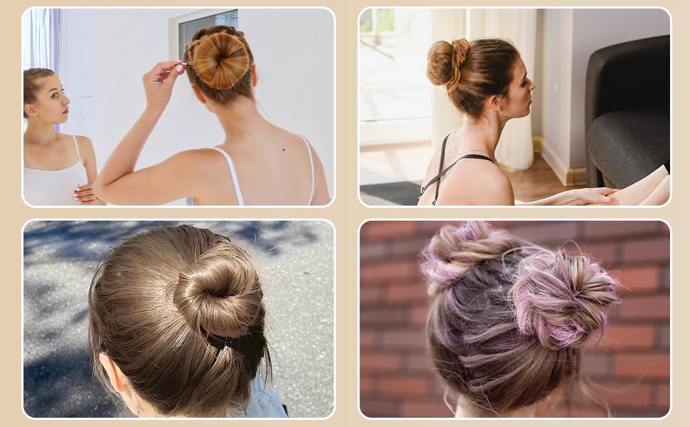 Donut Hair Bun Maker - 4pcs Hair Bun Maker for Kids Easy Ballet and Sock Buns 20pcs Bobby Pins Black