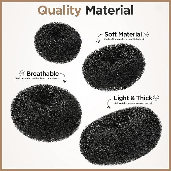 Donut Hair Bun Maker - 4pcs Hair Bun Maker for Kids Easy Ballet and Sock Buns 20pcs Bobby Pins Black