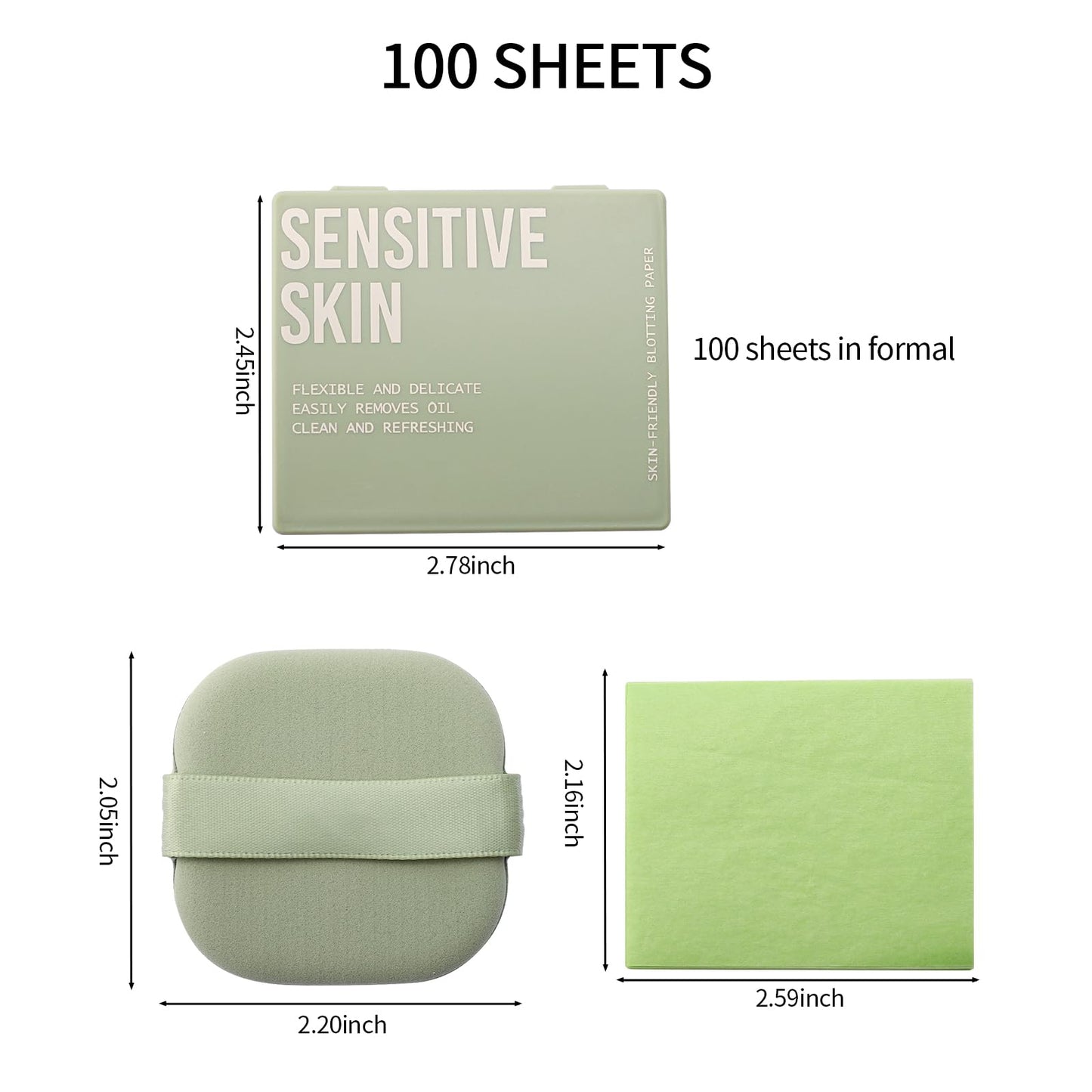 Erinde Oil Blotting Sheets for Face with Mirror and Puff, 100 Sheets Oil Blotting Paper for Oily Skin, Face Oil Absorbing Sheet, Natural Oil Control Film, Absorb Excess Oil, Makeup Friendly