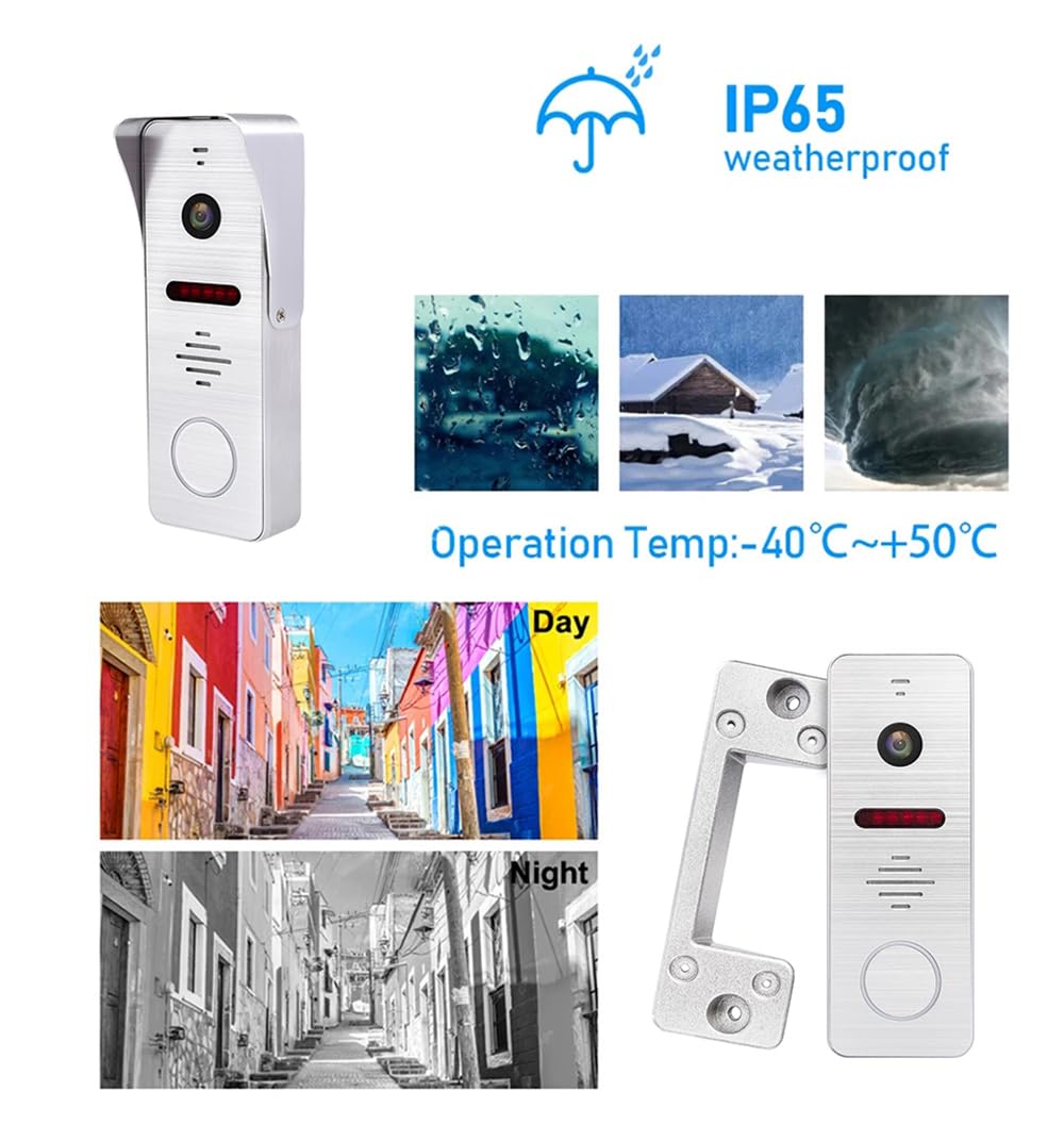 1080P Tuya Wired Video Door Phone 10 Inch Full Touch Monitor Wireless WiFi Smart Home Intercom System with RFID Doorbell Camera Unlock Record Motion,Weatherproof Video Doorbell,32G