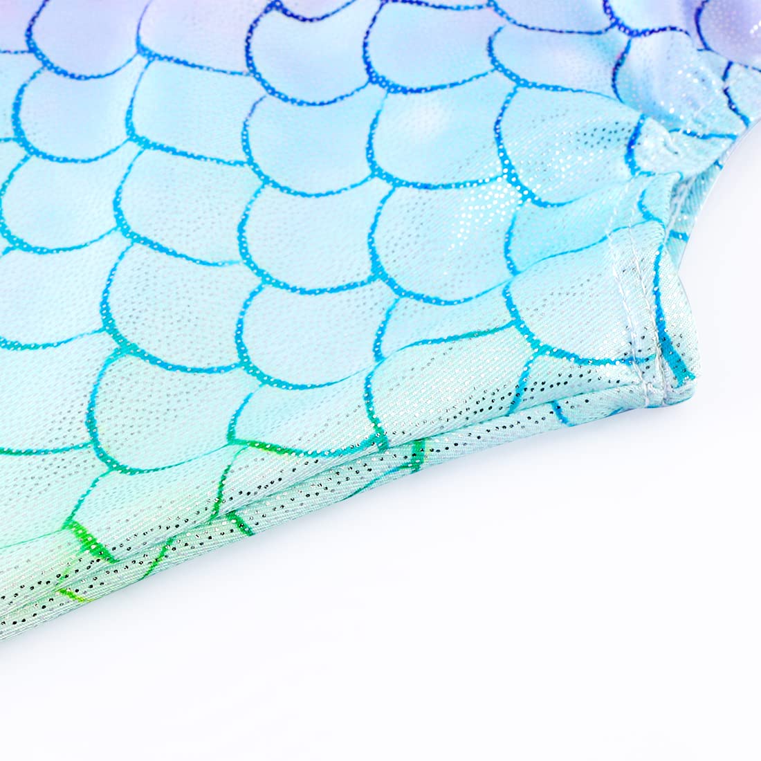 EQSJIU Mermaid Gymnastics Costume For Girls Rainbow Rangers Leotard With Shorts For Kids Size 6-7 Years Old Biketard Sparkly Rainbow Rangers