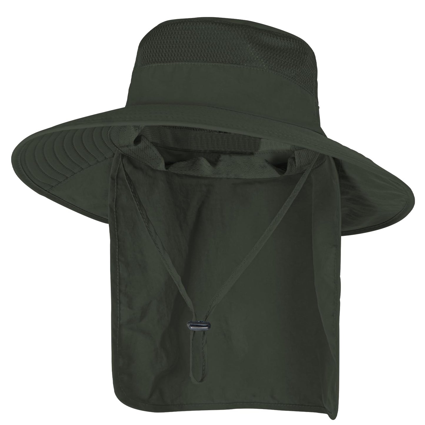 2Pack Sun Hats for Men Women Fishing Hat UPF 50+ Breathable Wide Brim Bucket Hats Summer UV Protection Safari Hat with Neck Flap Black/Army Green