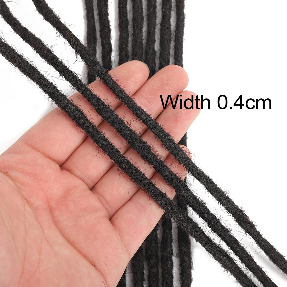 Dreadlock Extensions Human Hair 100% Human Hair for Man/Women/Kids Full Handmade Permanent Loc Extensions Can Be Dyed Bleached Curled Twisted Soft Dreadlocks (0.4cm Thickness 10 Inch 60 Strands, 1B)
