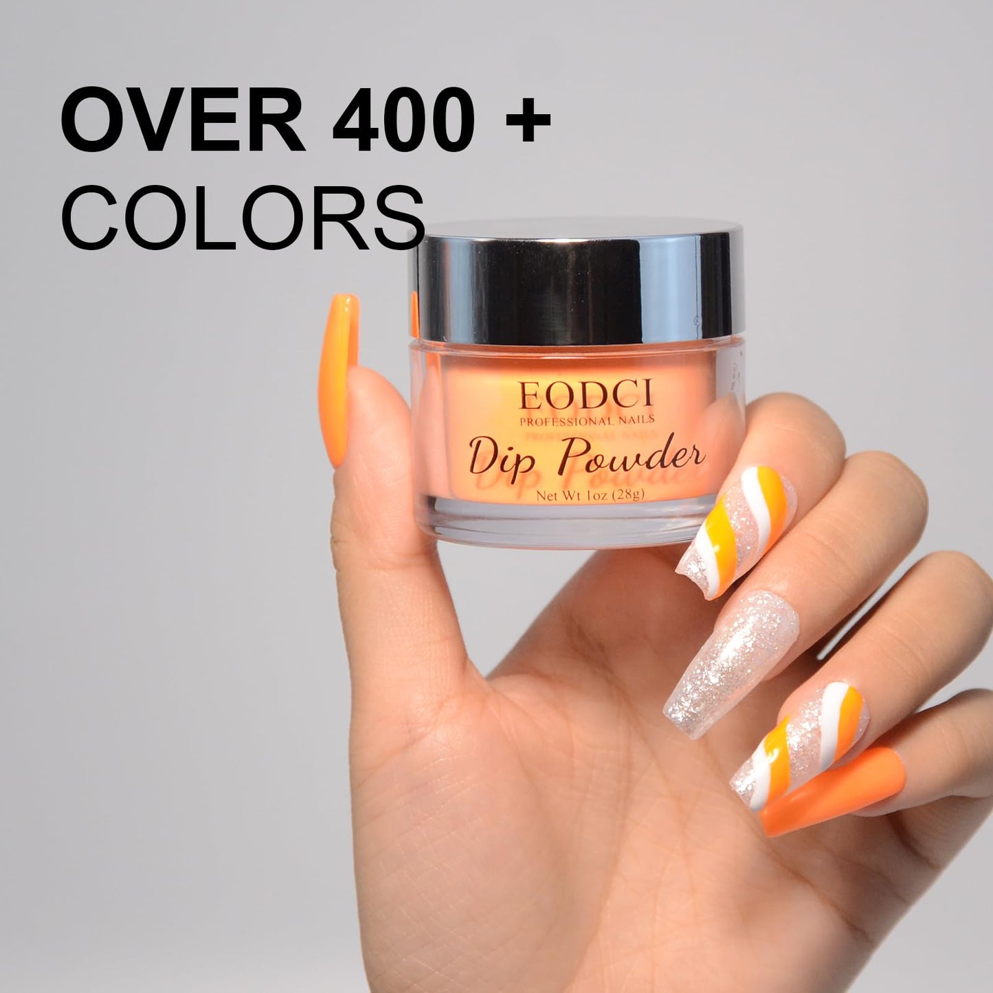 EODCI Nail Dip Powder Orange Yellow Color, EODCI Dipping Powder French Nail Art Starter Manicure Salon DIY at Home, Odor-Free and Long-Lasting, No Needed Nail Lamp Curing, 1 Oz