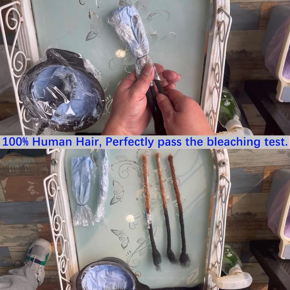 Dreadlock Extensions Real Human Hair for Women/Men/Kids 8 inch 0.6cm Thickness 60 Strands 100% Handmade Can Be Dyed,Curled and Bleached Natural Black Permanent Loc Extensions