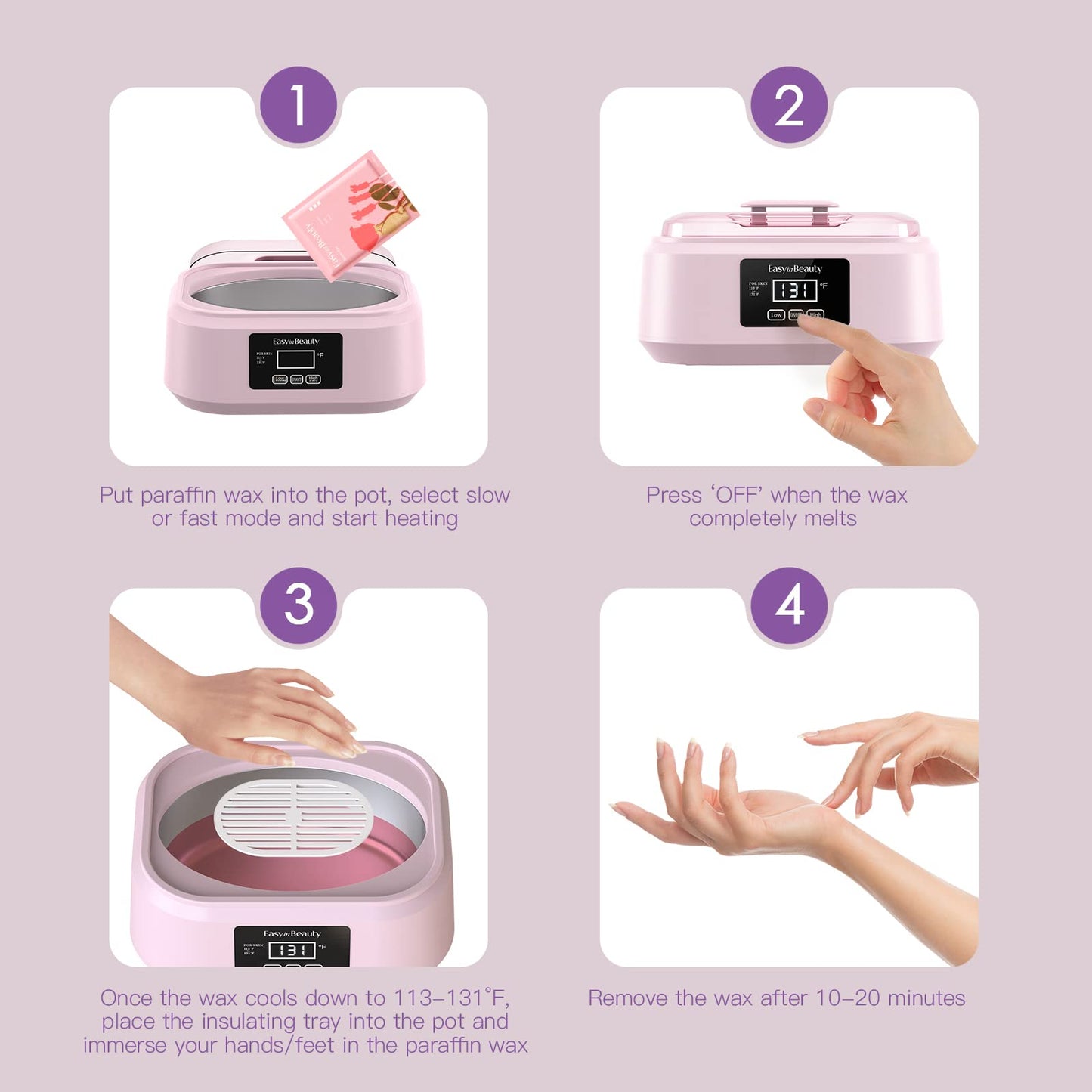 EasyinBeauty Paraffin Wax Machine for Hand and Feet, Touchscreen 3000ml Paraffin Wax Warmer with 6 Packs Rose Wax (2.64 lbs), Paraffin Hot Wax Spa for Therapy, Paraffin Bath for Smooth & Soft Skin
