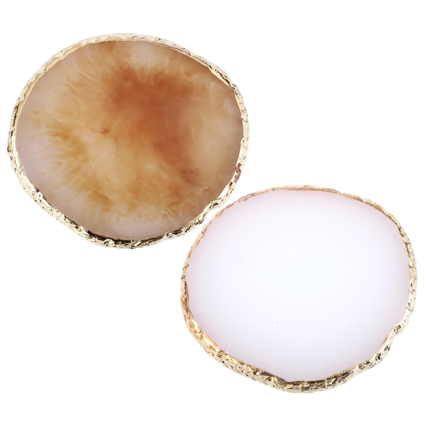 2 Pcs Resin Nail Art Palette, Nail Art Painting Mixed Color Palettes Gold Edge Nail Holder Nail Art Display Board (Coffee, White)
