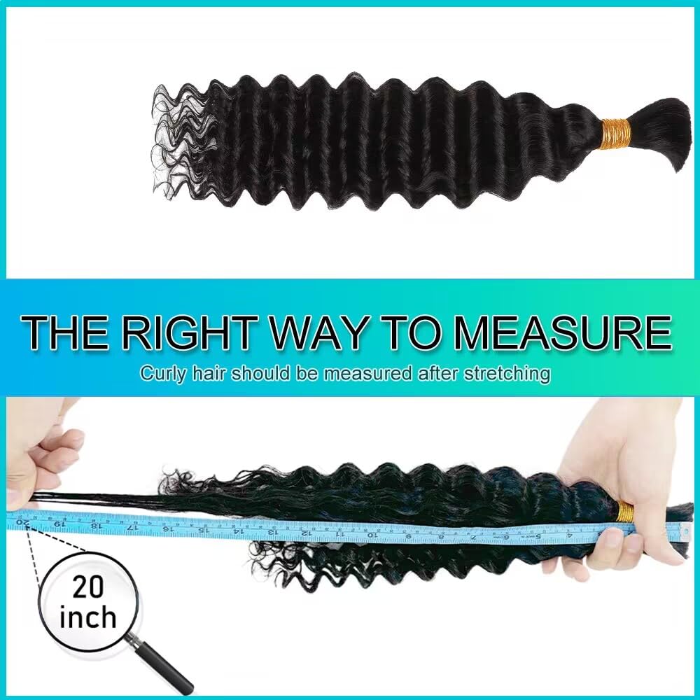 14 Inch 6 Bundles Human Hair Braiding Hair Human Braiding Hair No Weft Deep Wave Bulk Human Hair for Braiding Hair Extensions for Boho Braids 150g Natural Color#