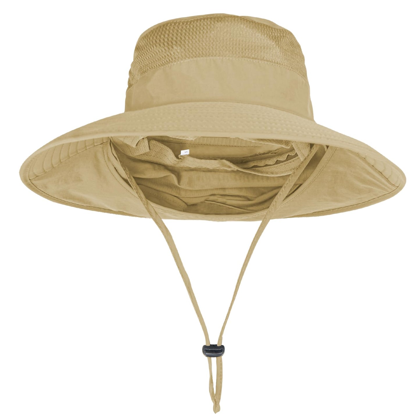 2Pack Sun Hats for Men Women Fishing Hat UPF 50+ Breathable Wide Brim Bucket Hats Summer UV Protection Safari Hat with Neck Flap Black/Khaki