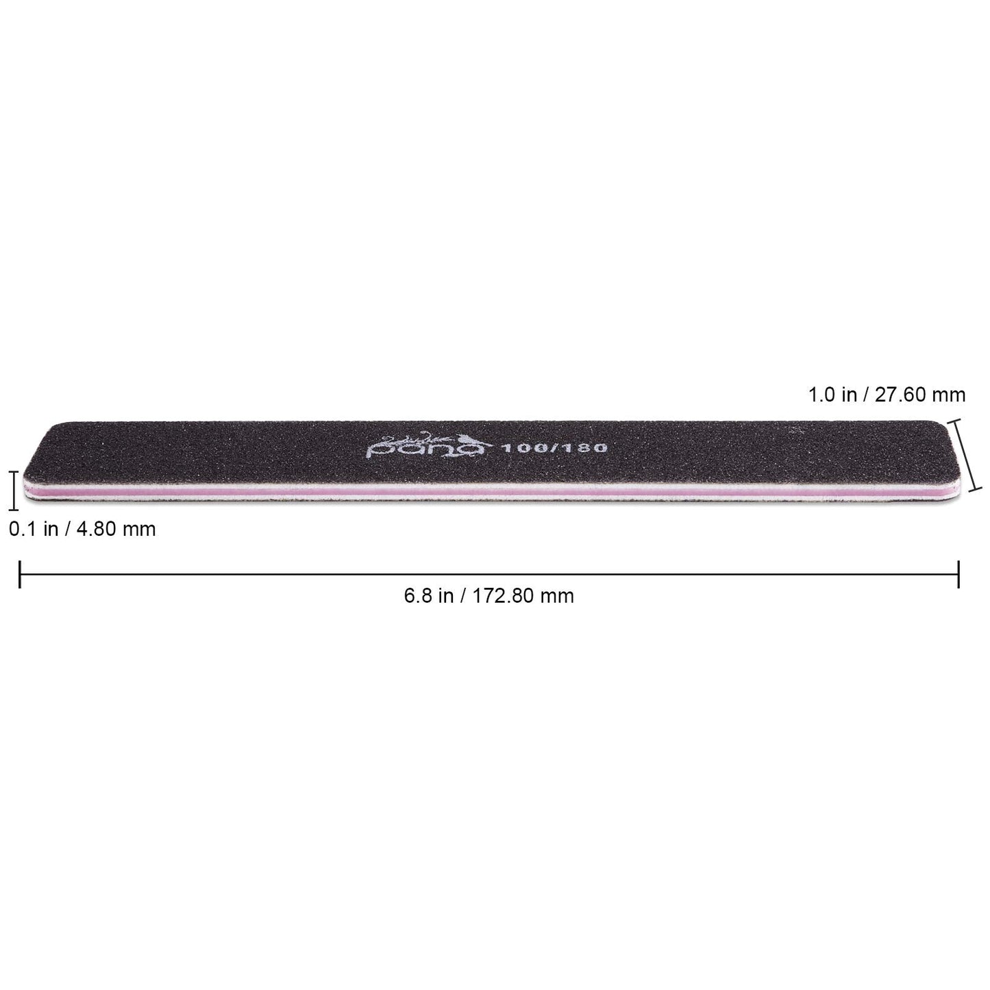 10PCS Jumbo Size PANA Professional Double Sided Nail Files - Black, 100/180 Grit - Emery Board Nail Buffering File Manicure Pedicure Nail Polisher Washable