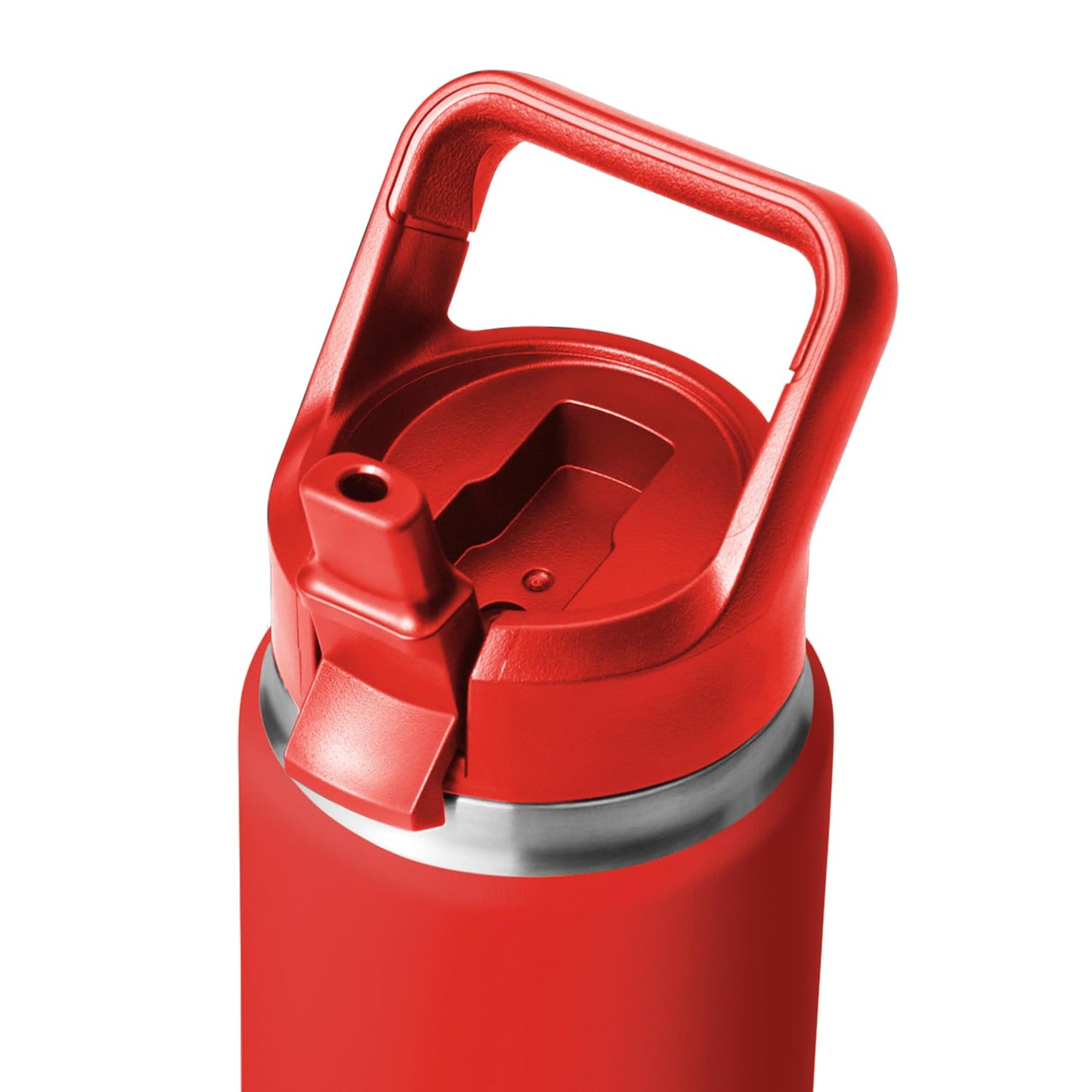 YETI Rambler 26 oz Bottle, Vacuum Insulated, Stainless Steel with Color Matching Straw Cap, Canyon Red
