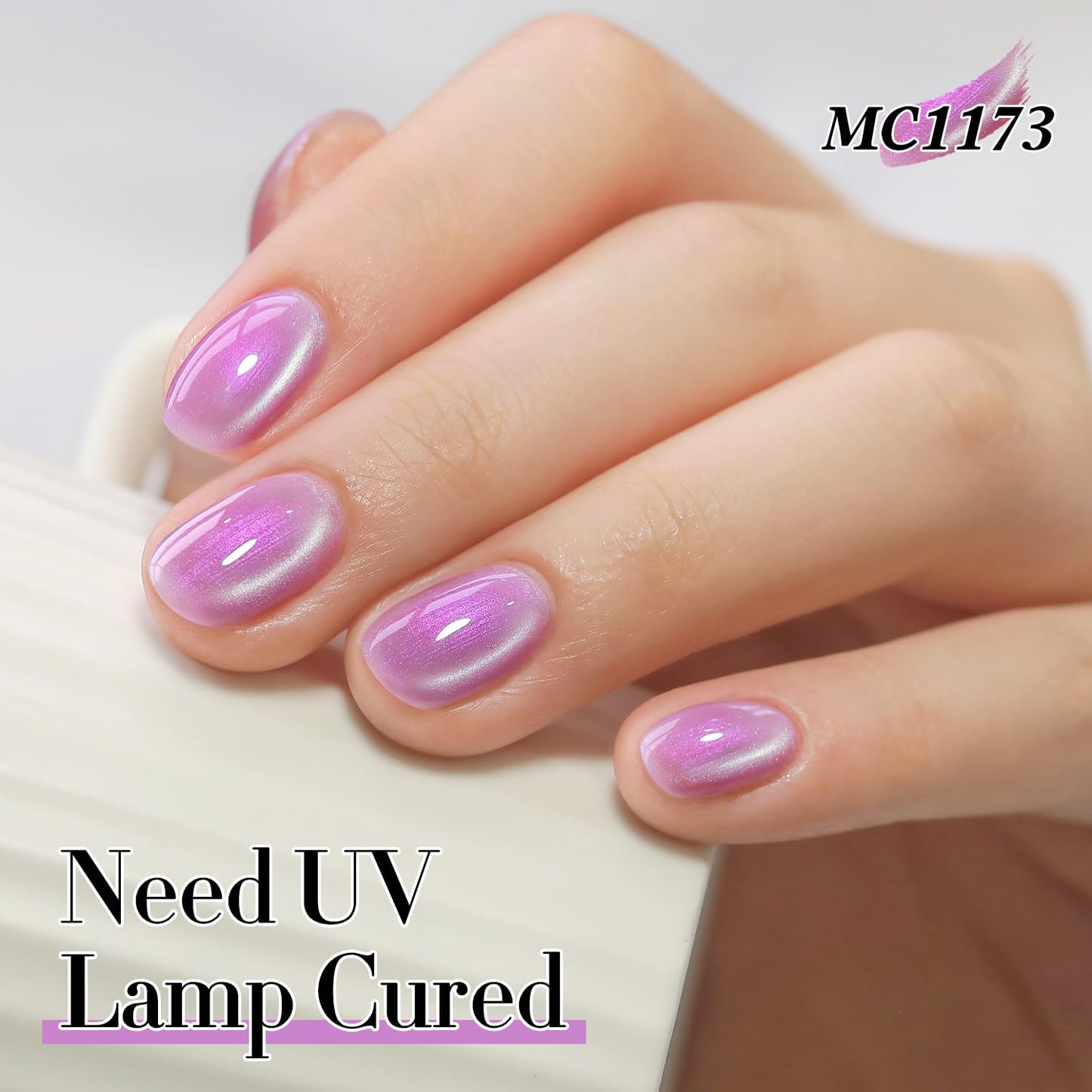 Double Rhythm 15ML Glass Cat Eye Gel Polish with Magnet Same Color Same Bottle Holographic Glitter Shimmer Salon Soak Off Magnetic Nail at Home (Mermaid Purple-MC1173)