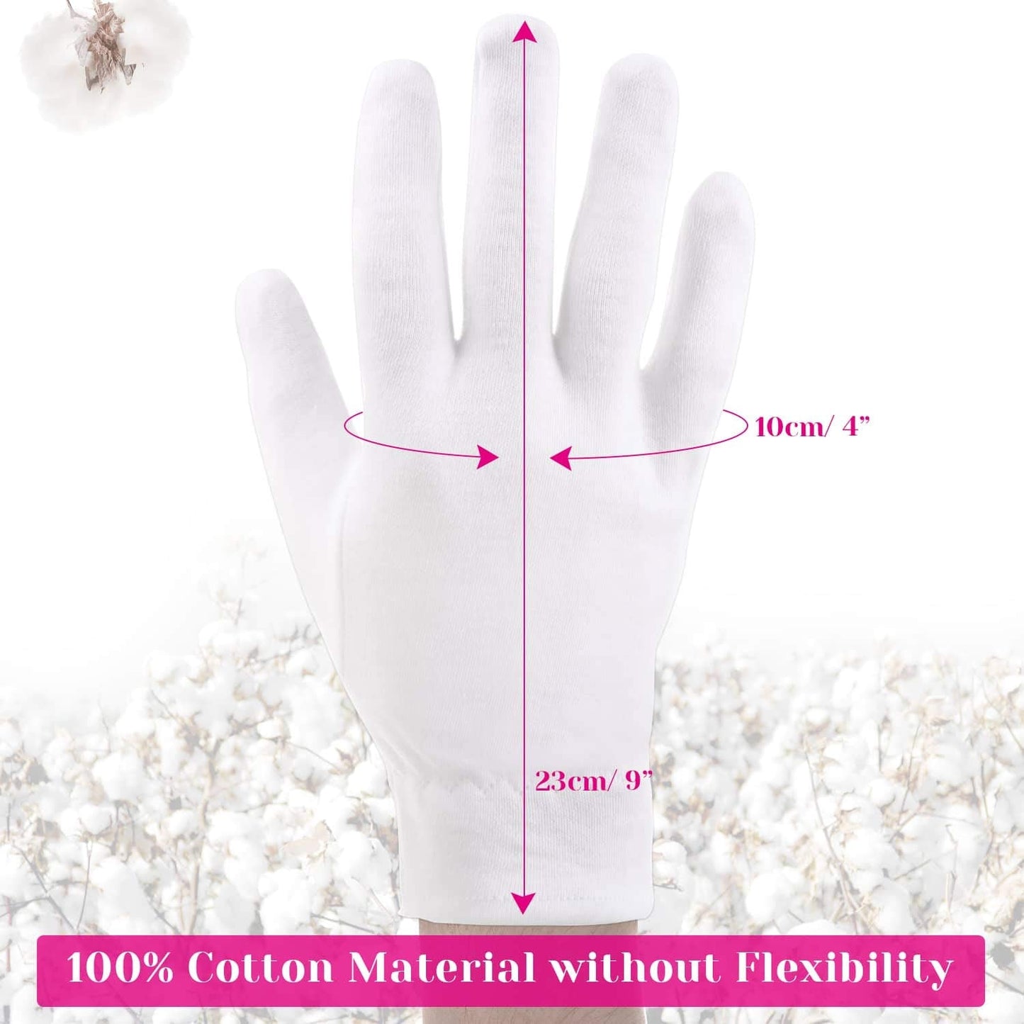 100 Percent Cotton Gloves for Dry Hands Eczema, Selizo 10 Pairs White Cotton Gloves for Women Dry Hands Moisturizing Cosmetic Sensitive Irritated Skin Spa