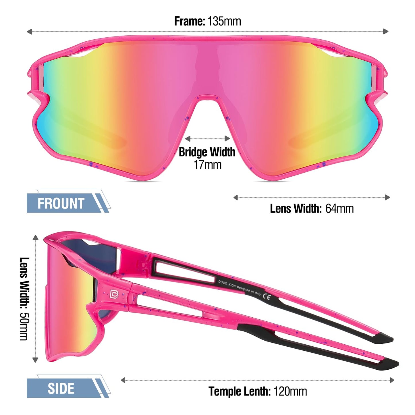 DUCO Kids Sunglasses Youth Baseball Sun Glasses Lightweight TR90 Frame UV400 Sports Cycling Shades for Boys Girls DK268