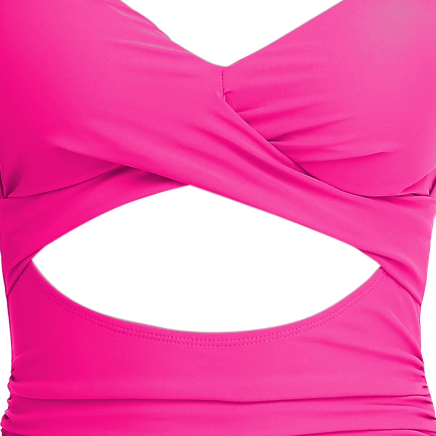 Eomenie Women's One Piece Swimsuits Tummy Control Cutout High Waisted Bathing Suit Wrap Tie Back 1 Piece Swimsuit Hot Pink