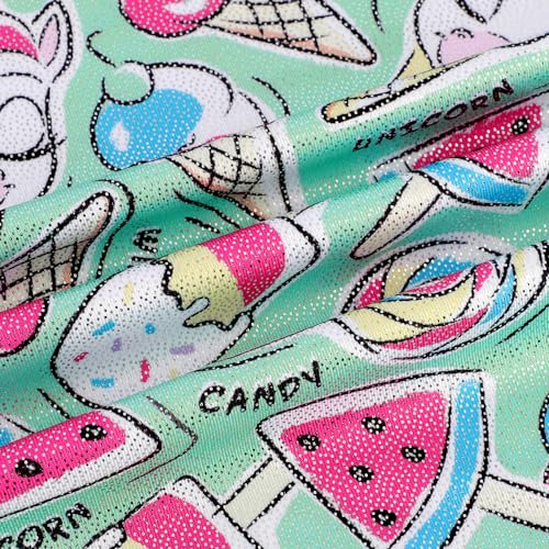 EQSJIU Dance Leotards For Toddler Girls Green Ice Cream Girls Gymnastics Unitard 5-6 Years