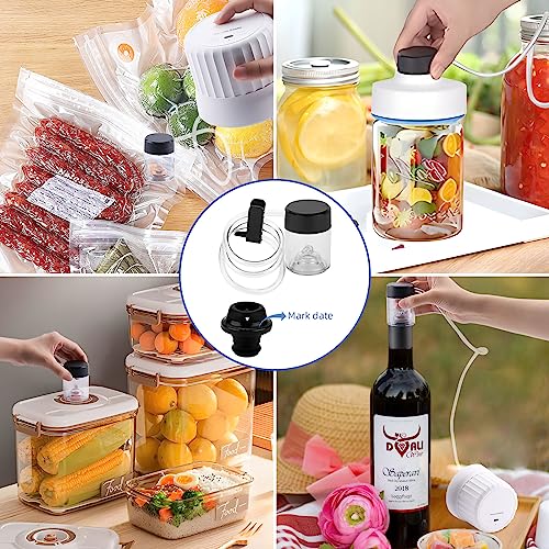 Electric Mason Jar Vacuum Sealer for Wide & Regular-Mouth Jar and Accessory Hose Compatible with FoodSaver Vacuum Sealer and Vacuum Container, Wine Vacuum Stoppers, Vacuum Sealer Kit