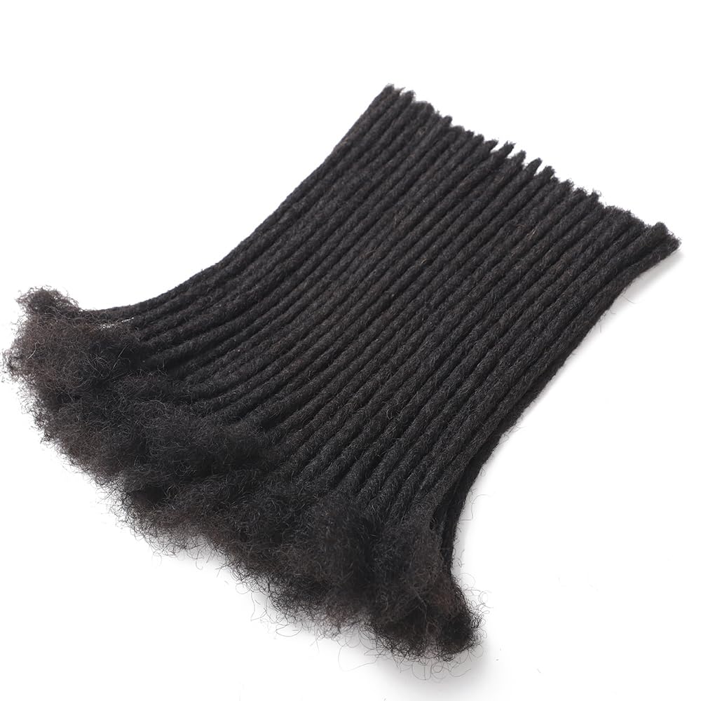Dreadlock Extensions Human Hair 10-100 Strands 100% Full Handmade Permanent Loc Extension Human Hair for Women/Men/Kids Can Be Dyed Bleached Curled Twisted (0.6cm 1B, 4 inch 10 Strands)