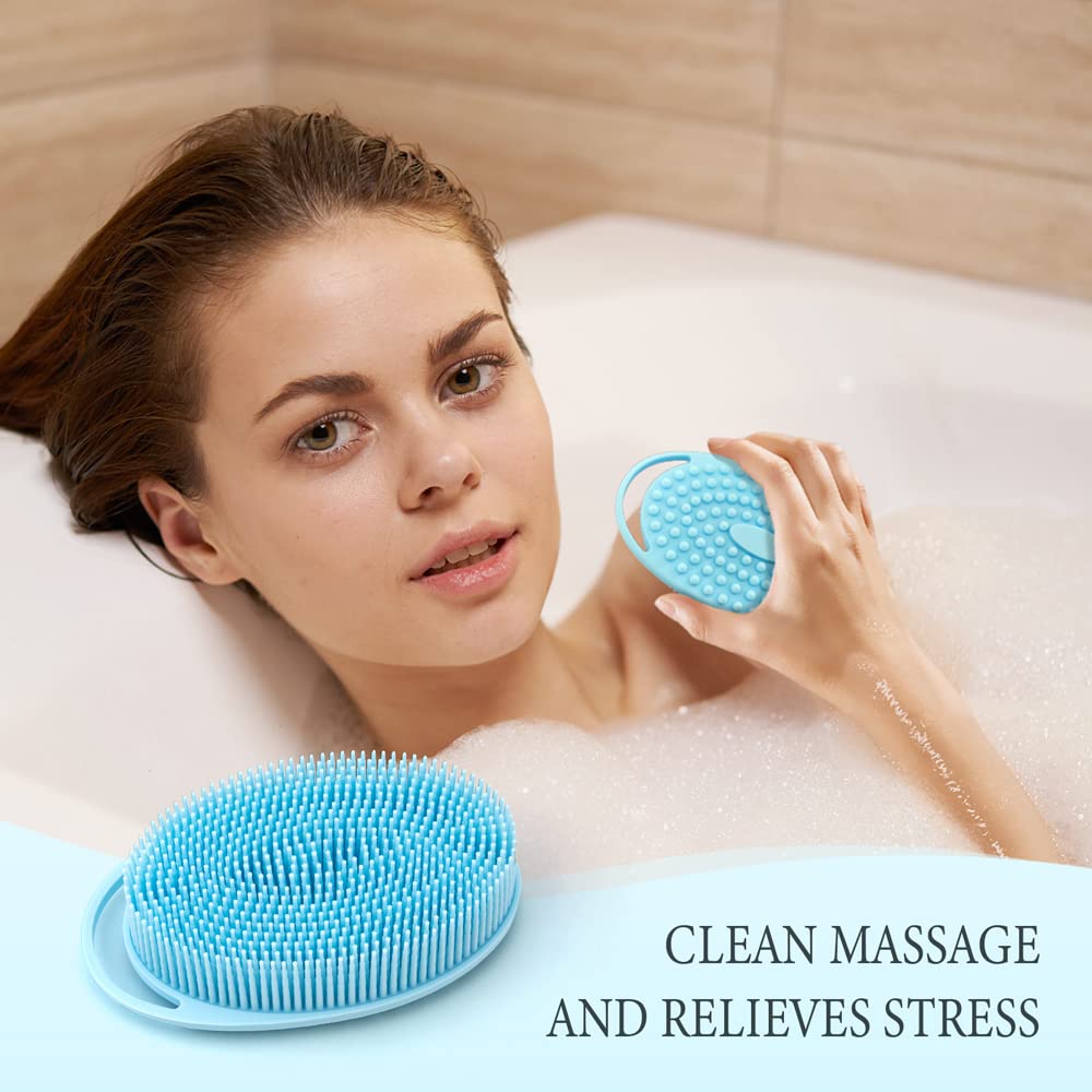 3 Pack Silicone Body Scrubber, Exfoliating Body Scrubber, Soft Silicone Loofah for Women Men, Body Scrubber Fit for Sensitive and All Kinds of Skin, Clean and Sanitary Rapid Foaming