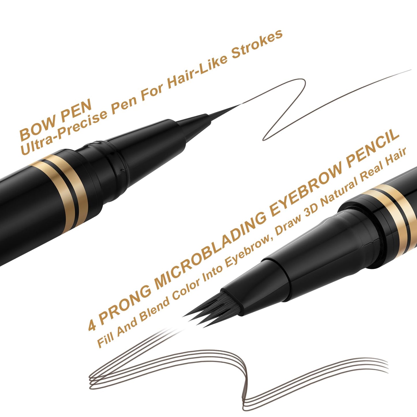 2-in-1 Waterproof Eyebrow Pencil with 4 Tip Microblading Brow Pen and Ultra-Precise Brow Pencil,with Dual-ended Eyebrow Brush -Medium Brown