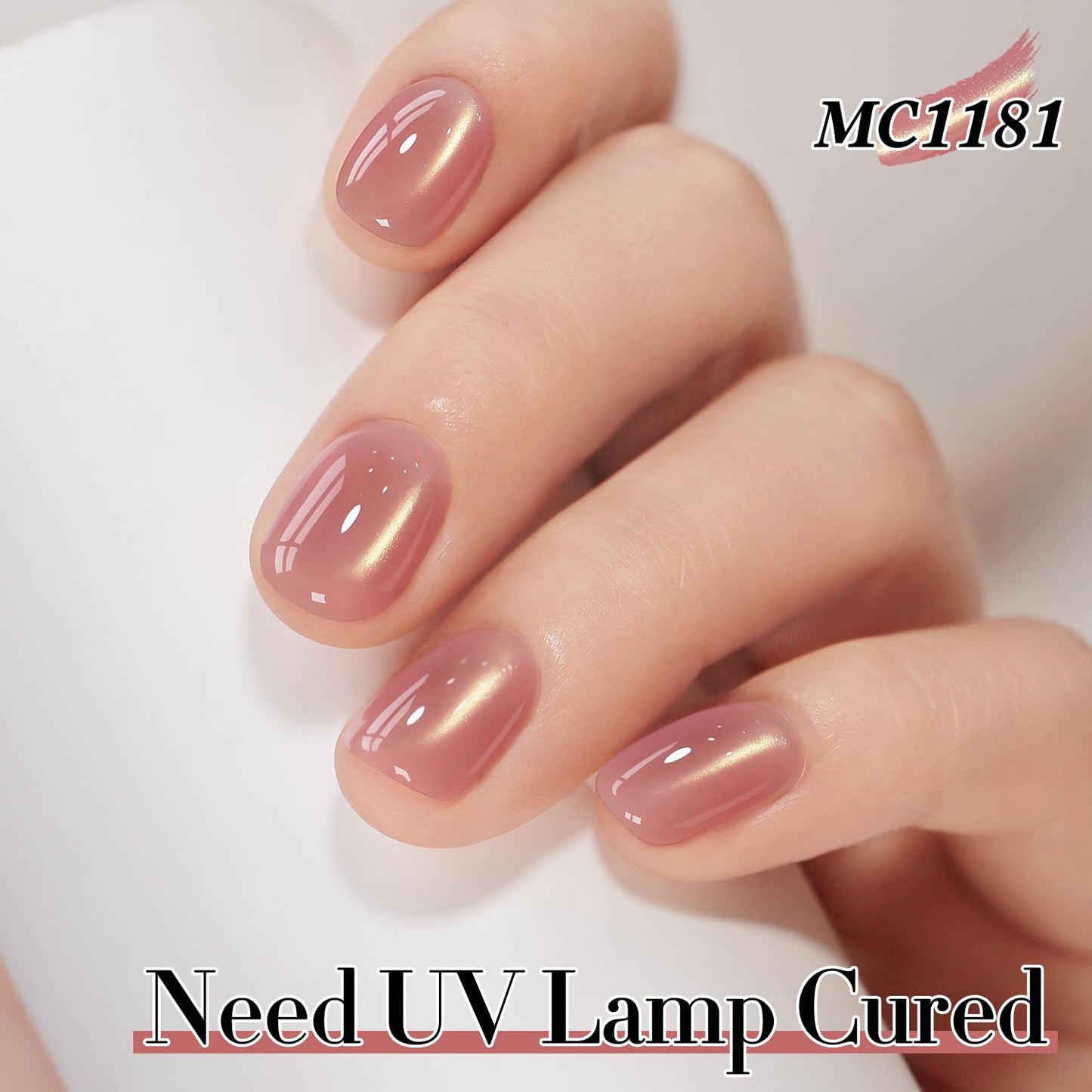 Double Rhythm 0.5 Oz Cat Eye Gel Polish with Magnet Same Color Same Bottle Holographic Glitter Shimmer Translucent Color Salon Soak Off Magnetic Nail at Home (Plum Pink-MC1181)
