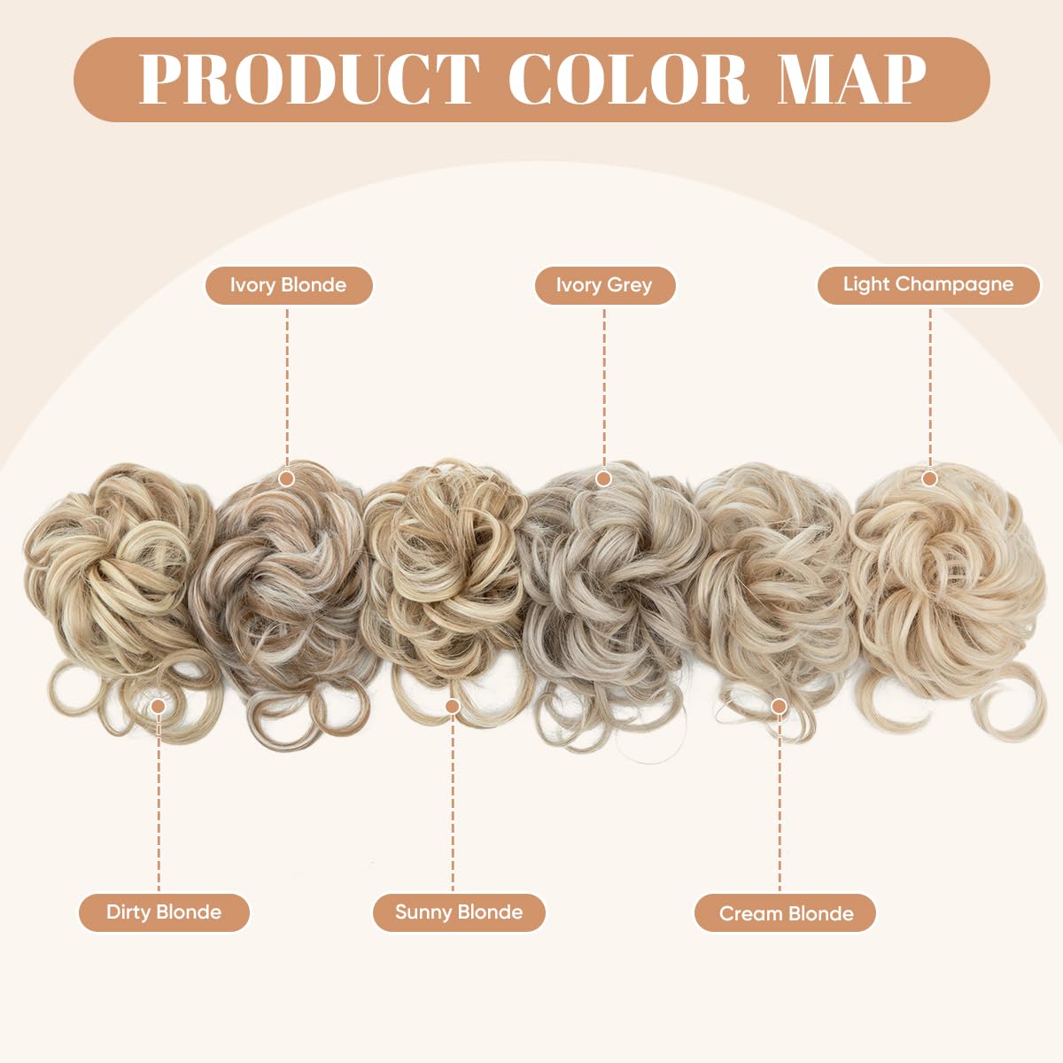 SARLA 2PCS Messy Bun Hair Pieces for Women Detachable Claw Clip Wavy Curly Synthetic Hairpieces for Updos with Tendrils Fake Scrunchies Ponytail Extension Ivory Blonde