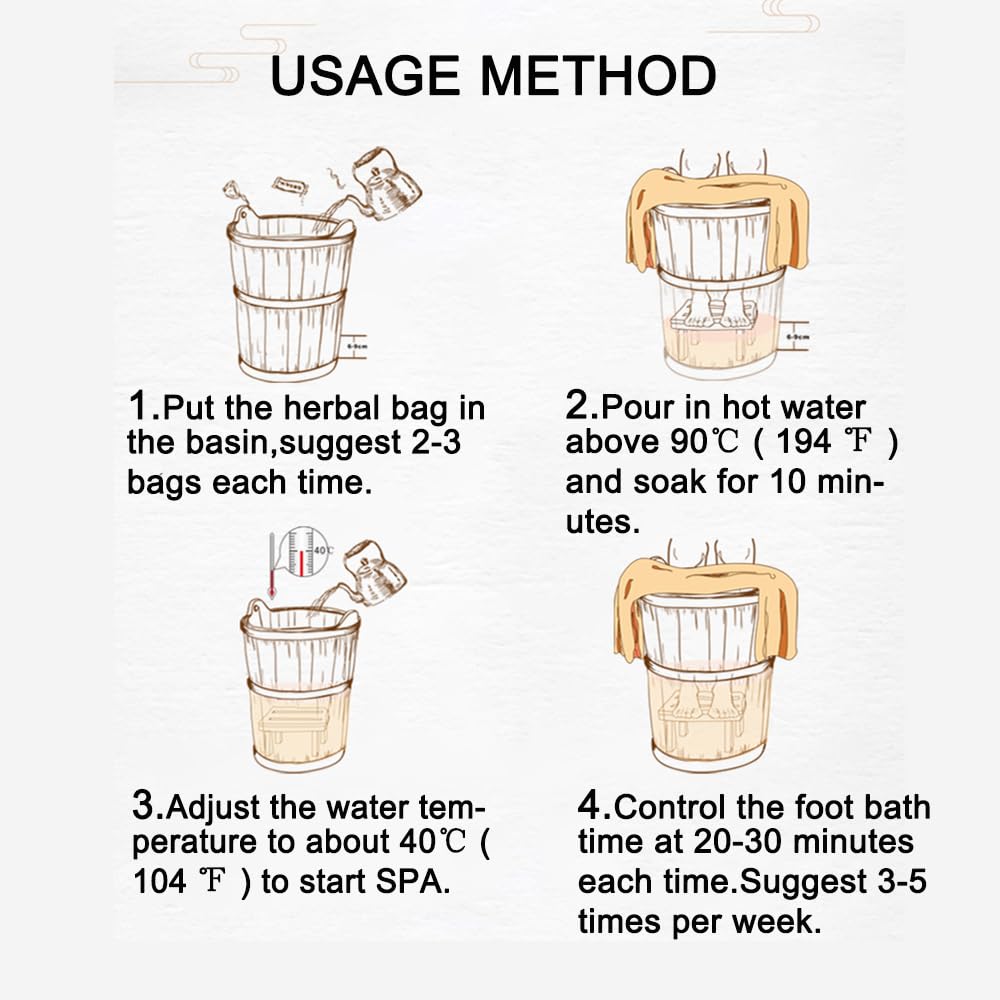 100Bags Mugwort Herb Foot Soak , Lymphatic Drainage Chinese Herbal Organic Wormwood Leg Foot Bath Bag, Chinese Herbal Foot Bath Spa Powder Kits Foot Reflexology Rela