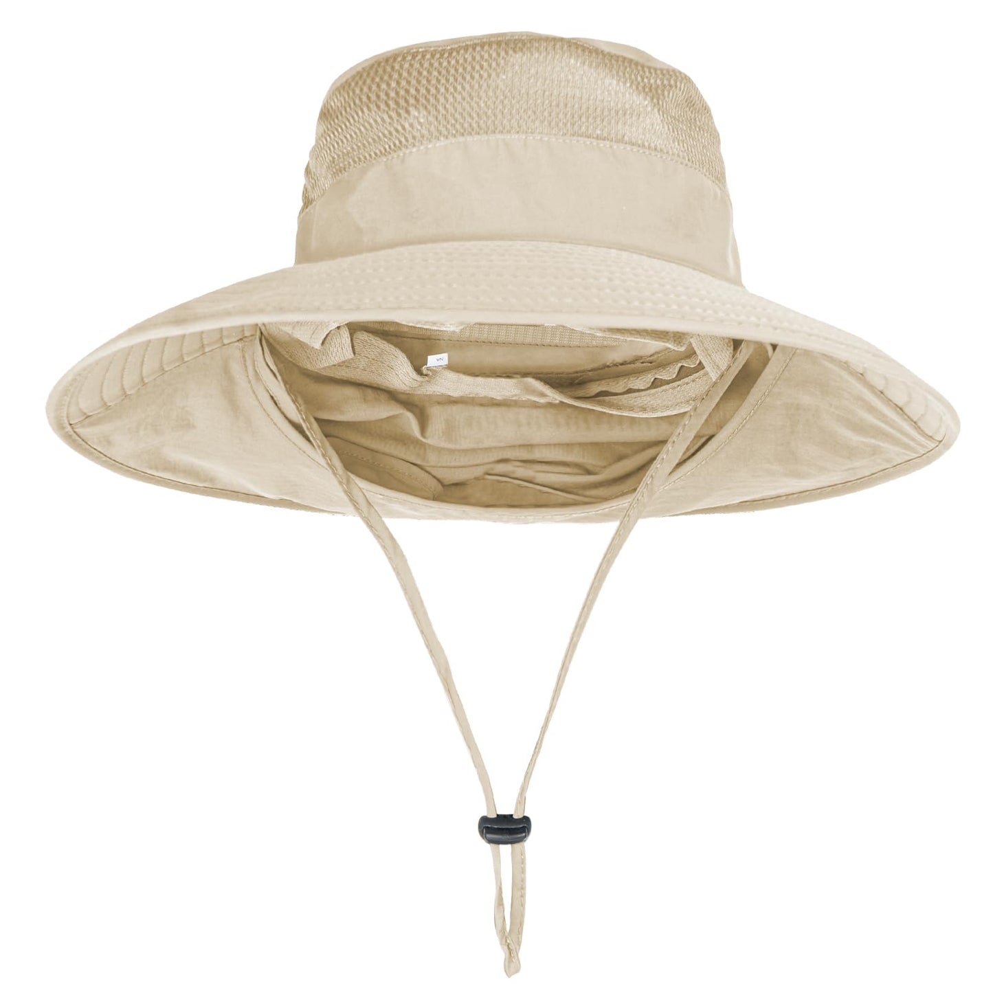 2Pack Sun Hats for Men Women Fishing Hat UPF 50+ Breathable Wide Brim Bucket Hats Summer UV Protection Safari Hat with Neck Flap Black/Beige
