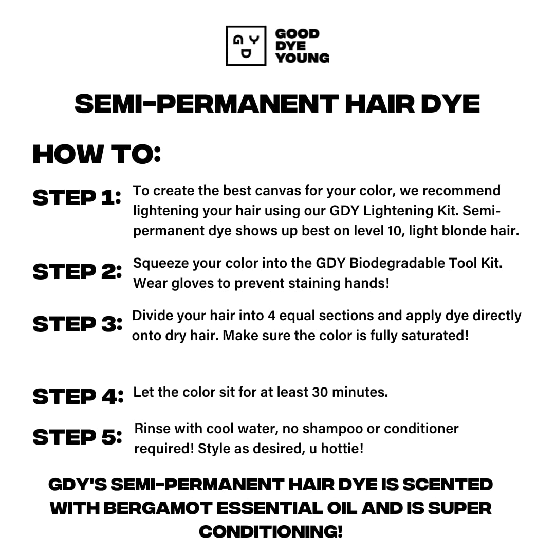 Good Dye Young Streaks and Strands Semi-Permanent UV-Protective Conditioning Hair Color (Blue Ruin) - PPD-Free, Cruelty-Free & Vegan, Lasts 15-24+ Washes