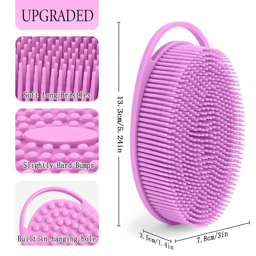 3 Pack Silicone Exfoliating Loofah, Soft Silicone Body Scrubber Fit for Sensitive Skin, Clean and Sanitary Rapid Foaming