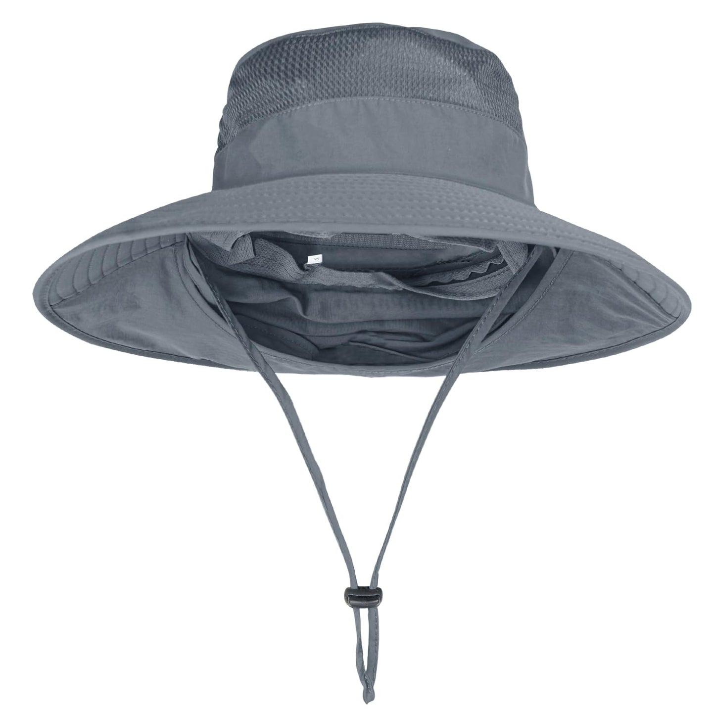 2Pack Sun Hats for Men Women Fishing Hat UPF 50+ Breathable Wide Brim Bucket Hats Summer UV Protection Safari Hat with Neck Flap Black/Dark Grey
