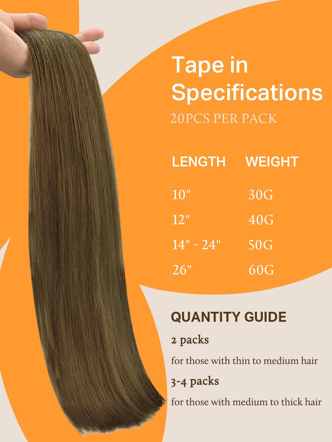 DOORES Hair Extensions Real Human Hair, Medium Brown 10 Inch 30g 20pcs, Tape in Hair Extensions Human Hair Natural Remy Hair Seamless Hair Extensions