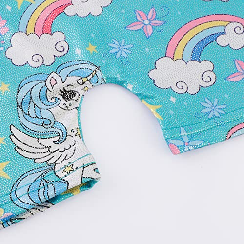 EQSJIU Unicorn Leotards Gymnastics Girls 5t Size 5-6 Years Old Aqua Blue Flower Green Floral Flower Biketard Leotard With Shorts Outfit Costume Unitard 5t Gymnastics Leotards for Girls