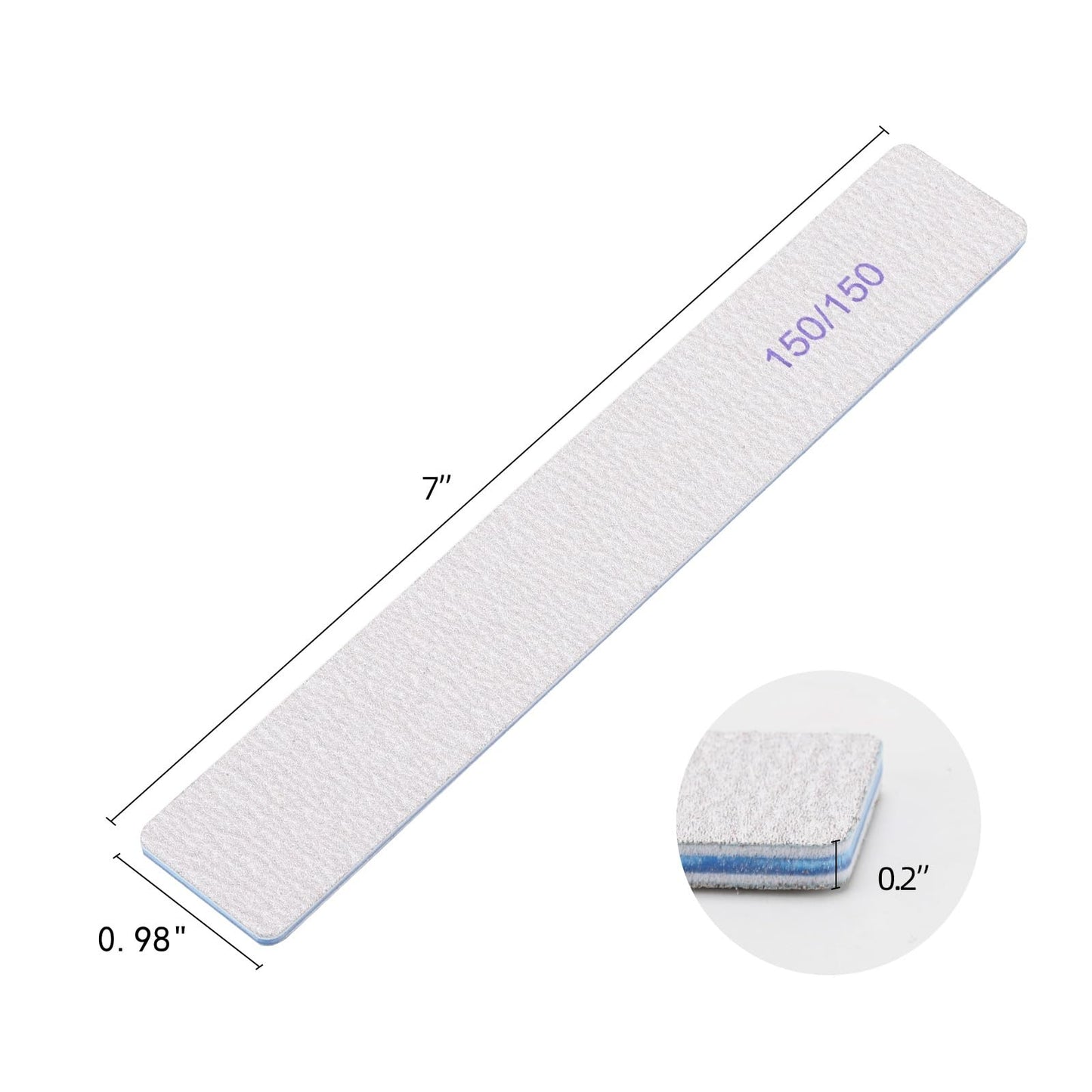 100 Pieces Rectangle Nail Files 150/150 Grit Reusable Buffering Files Double Sided Emery Boards for for Acrylic Nails, Gel Nails, Natural Nails