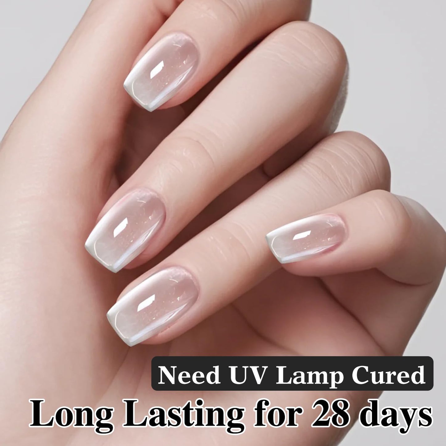 Double Rhythm 15ML Glass Cat Eye Gel Polish with Magnet Same Color Same Bottle Holographic Glitter Shimmer Salon Soak Off Magnetic Nail at Home (Clear Silver-MC1147)