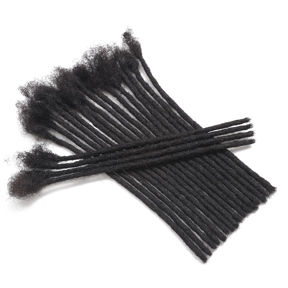 Dreadlock Extensions Human Hair 10-100 Strands 100% Full Handmade Permanent Loc Extension Human Hair for Women/Men/Kids Can Be Dyed Bleached Curled Twisted (0.4cm 1B, 4 inch 30 Strands)