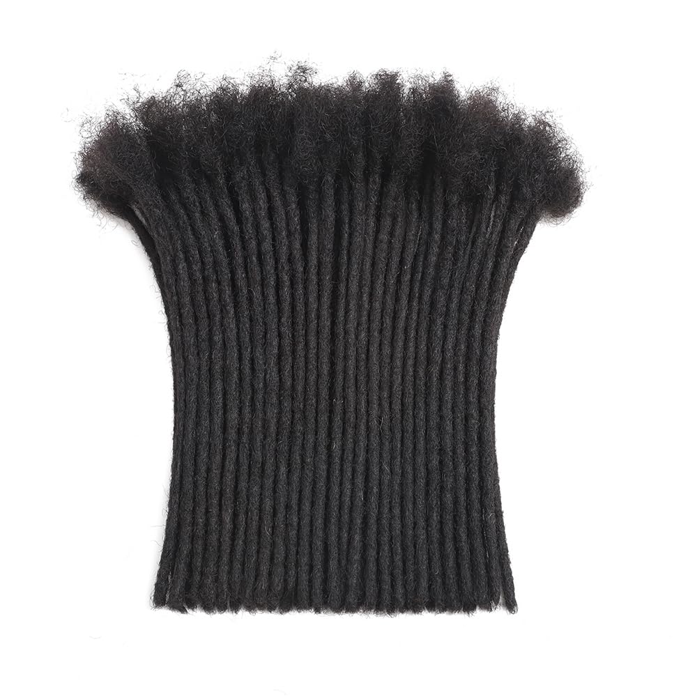 Dreadlock Extensions Human Hair 10-100 Strands 100% Full Handmade Permanent Loc Extension Human Hair for Women/Men/Kids Can Be Dyed Bleached Curled Twisted (0.4cm 1B, 4 inch 30 Strands)