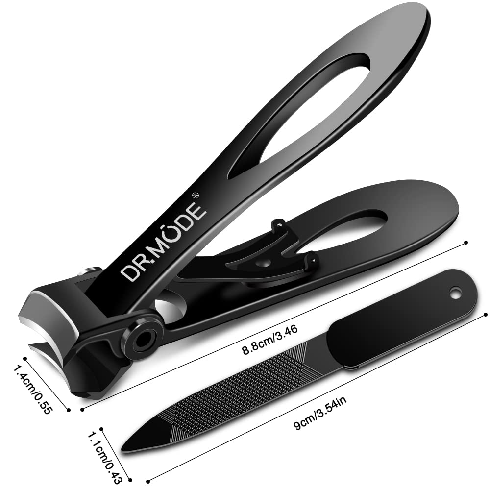DRMODE Nail Clippers for Men Thick Nails, Heavy Duty Toenail Clippers for Seniors Thick Toenails with 16MM Wide Jaw, Sharp Stainless Steel Large Finger Nail Clippers Adult Cutter Trimmer with File