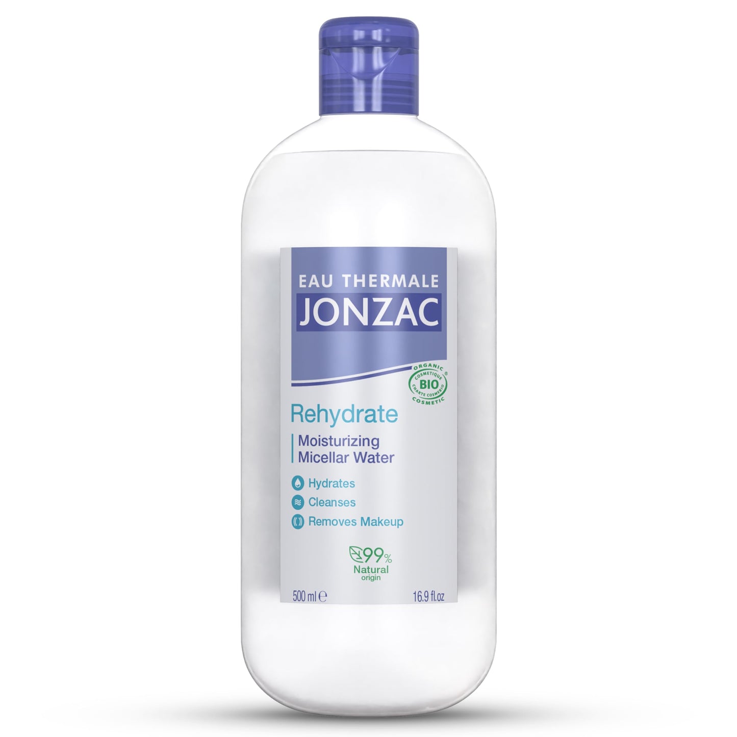 Eau Thermale Jonzac Organic Rehydrate Moisturizing Micellar Water - Gentle Makeup Remover -Leaves Skin Hydrated - Sensitive Skin Approved- Dermo Tested - 16.9 Fl Oz