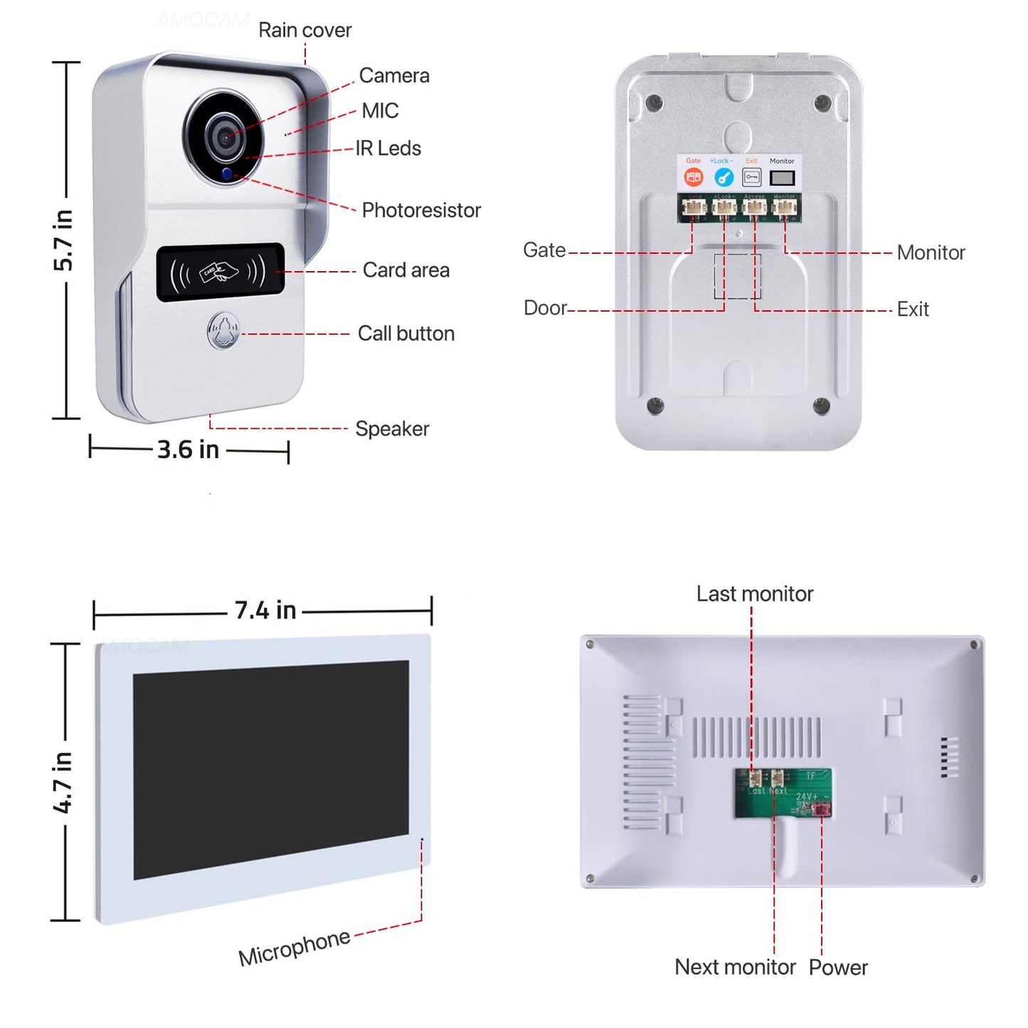 2-Wire Video Intercom System, 7 Inch 1080P Touchscreen WiFi Video Doorbell Door Phone System, No Monthly Fees, Snapshot, Monitoring Tuya App Card Unlock for Home Apartment (Monitor with WiFi)