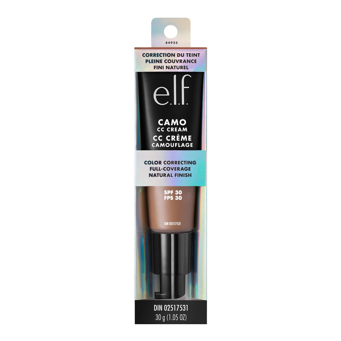 e.l.f. Camo CC Cream, SPF 30 Color-Correcting Medium-To-Full Coverage Face Foundation, Delivers An Airbrushed Finish, Vegan & Cruelty-Free, Deep 540 N