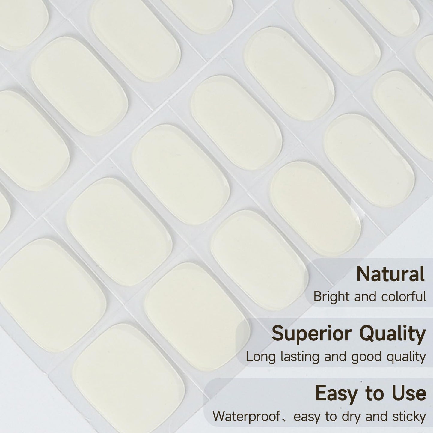 DUKASOU Semi Cured Gel Nail Strips, White 28 PCS Solid Color Gel Nail Strips Works Any with UV Light, Salon Quality Gel Nail Stickers Full Nail Wraps