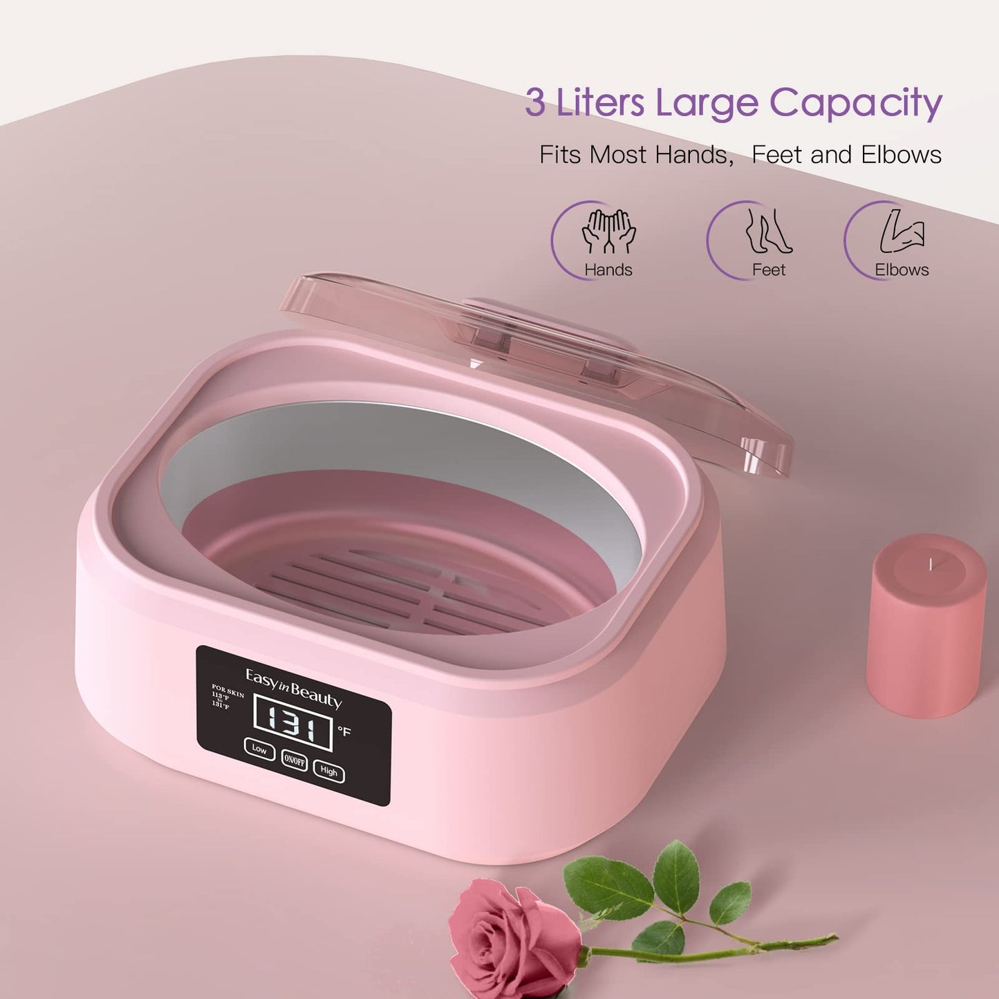 EasyinBeauty Paraffin Wax Machine for Hand and Feet, Touchscreen 3000ml Paraffin Wax Warmer with 6 Packs Rose Wax (2.64 lbs), Paraffin Hot Wax Spa for Therapy, Paraffin Bath for Smooth & Soft Skin