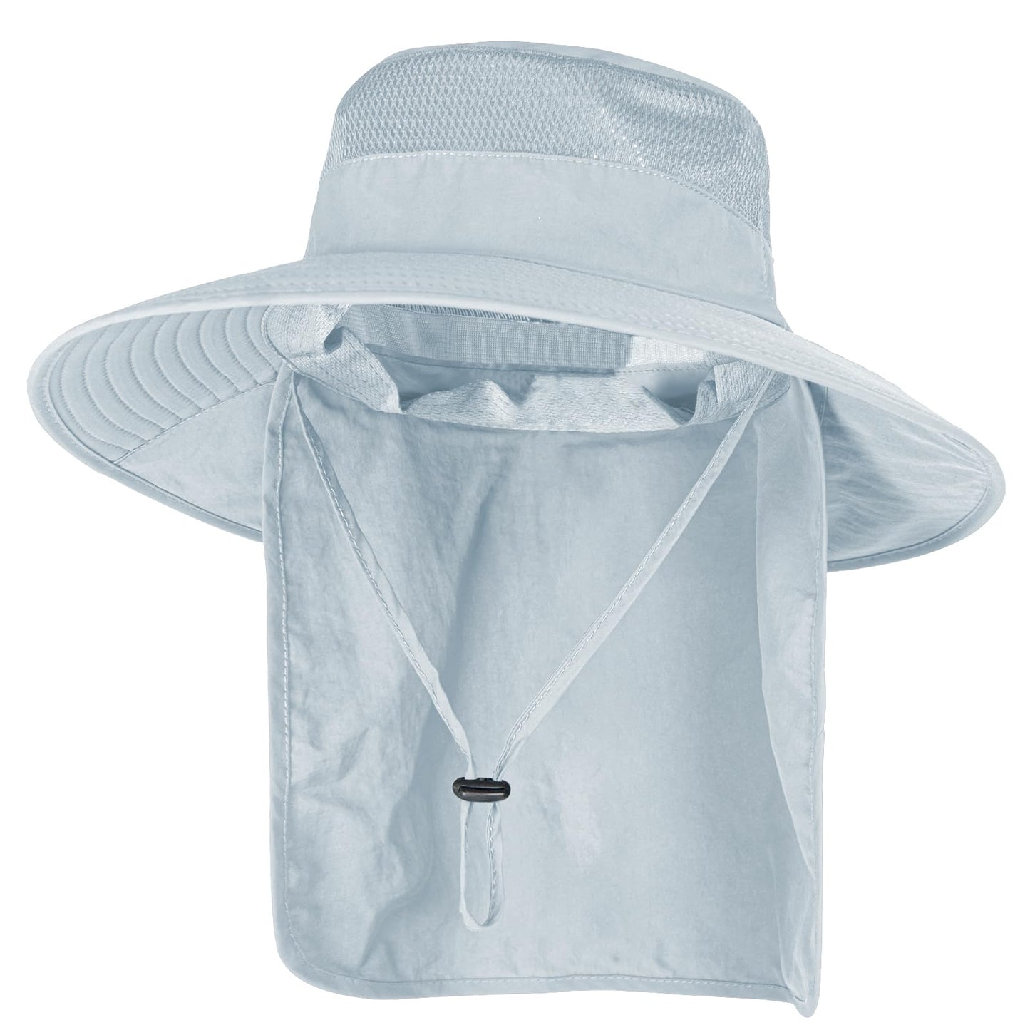 2Pack Sun Hats for Men Women Fishing Hat UPF 50+ Breathable Wide Brim Bucket Hats Summer UV Protection Safari Hat with Neck Flap Black/Light Grey