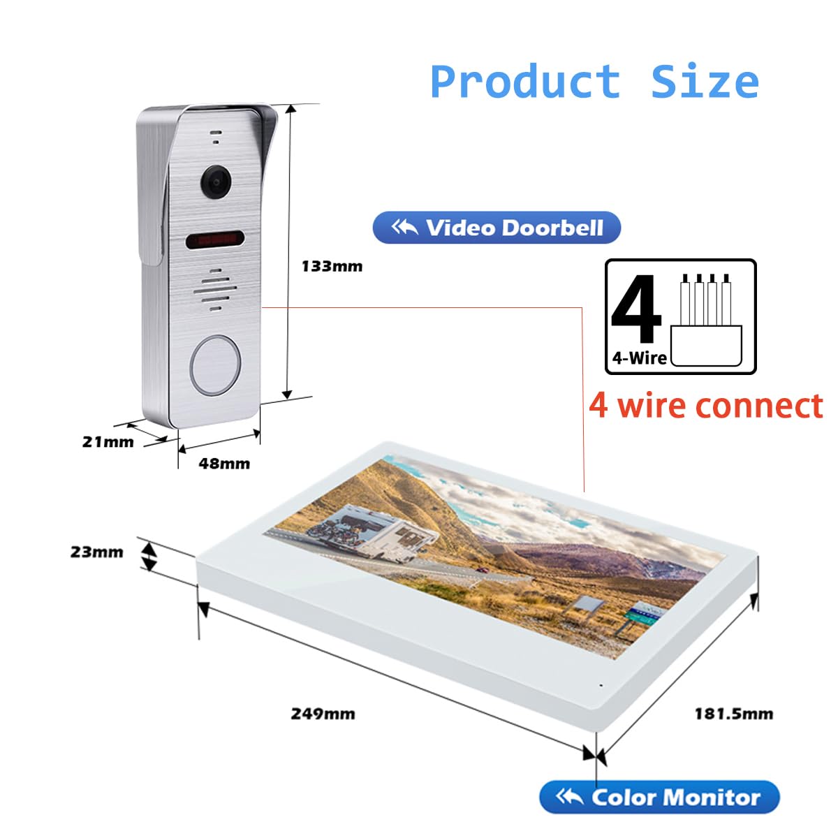 1080P Tuya Wired Video Door Phone 10 Inch Full Touch Monitor Wireless WiFi Smart Home Intercom System with RFID Doorbell Camera Unlock Record Motion,Weatherproof Video Doorbell,32G