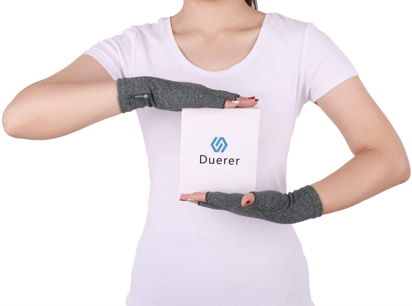 Duerer Arthritis Compression Gloves Women Men for RSI, Carpal Tunnel, Rheumatiod, Tendonitis, Fingerless Gloves for Computer Typing and Dailywork (Gray, S)