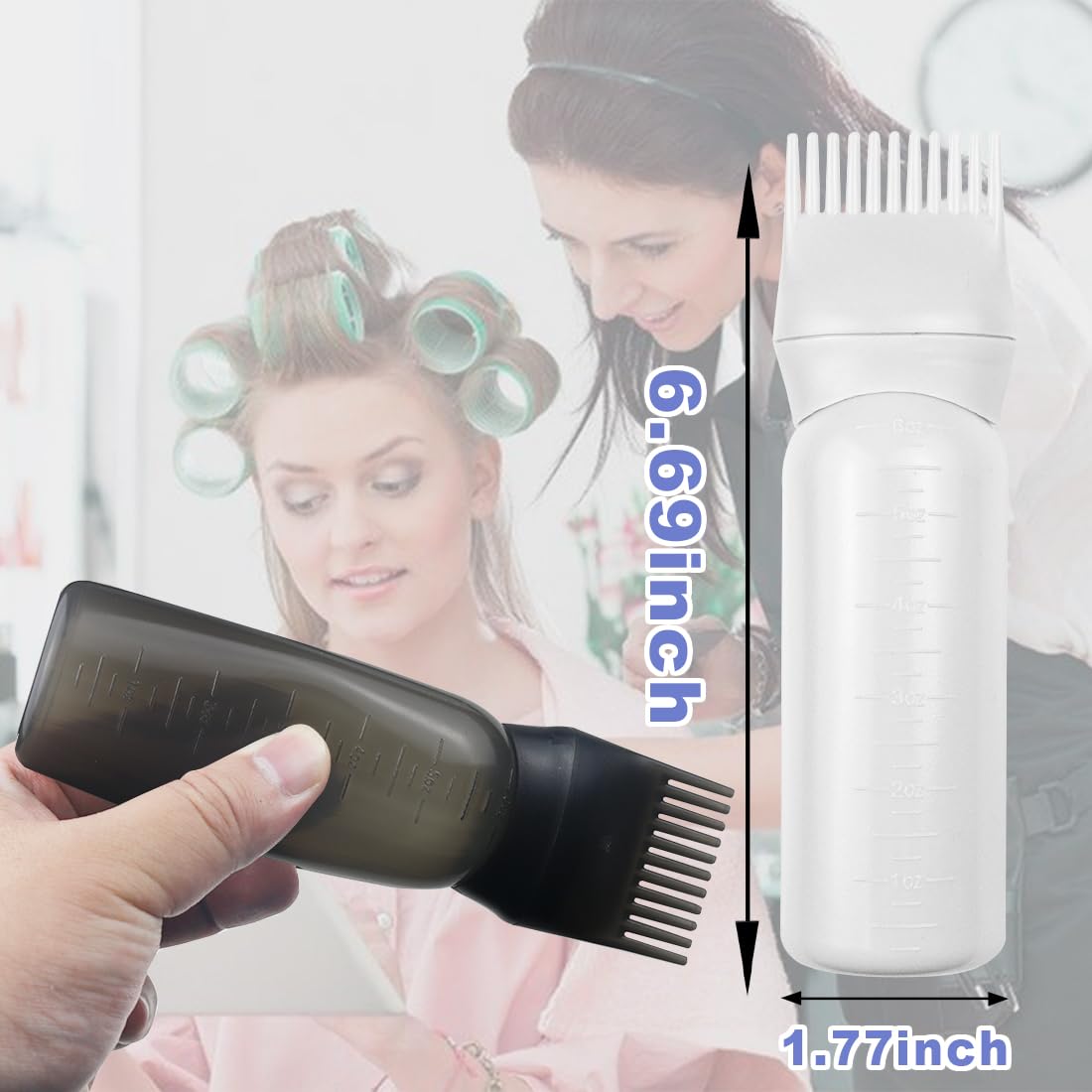 ELANE 4 Pack Root Comb Applicator Bottle,Oil Comb Applicator for Hair Dye Shampoos Hair Salons (2 Black + 2 White)