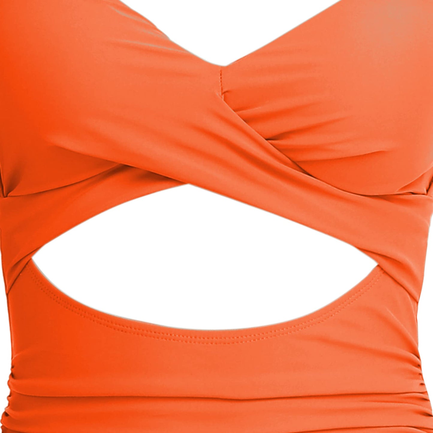Eomenie Women's One Piece Swimsuits Tummy Control Cutout High Waisted Bathing Suit Wrap Tie Back 1 Piece Swimsuit Orange