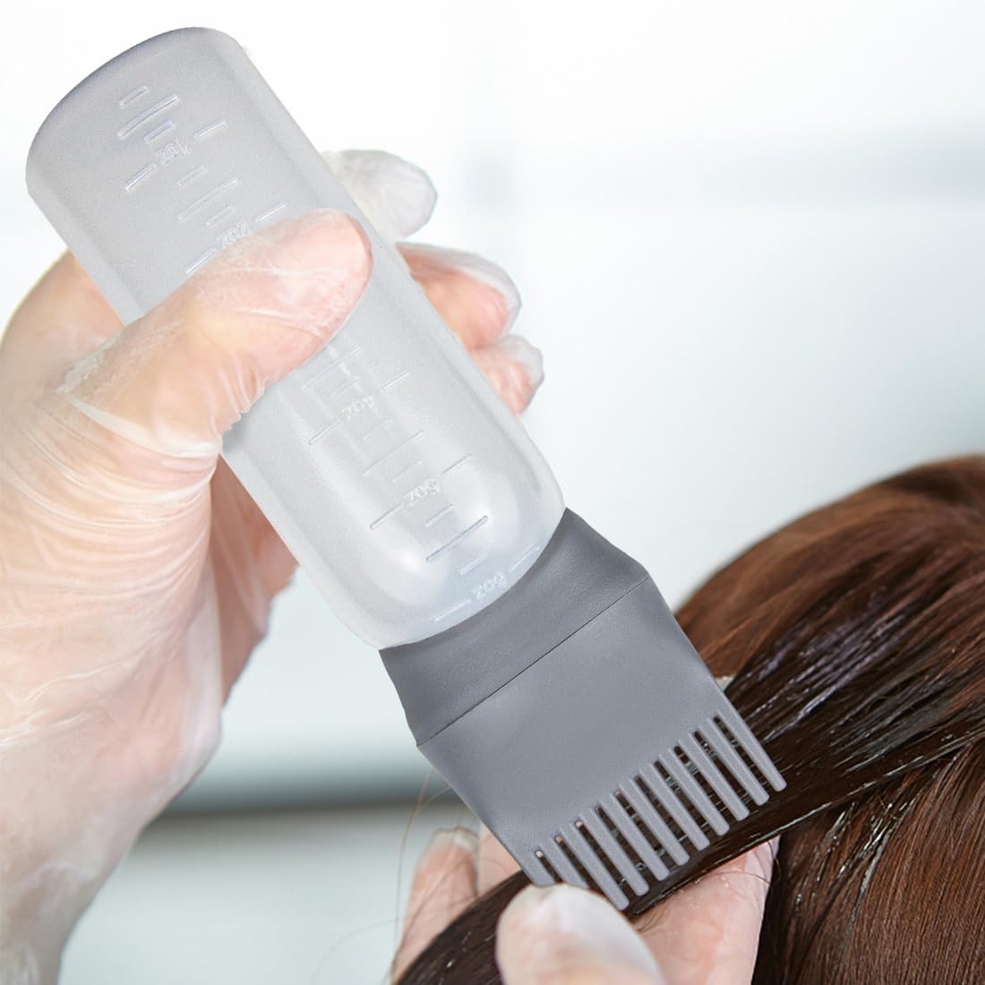 ELANE 4 Pack Root Comb Applicator Bottle for Hair Oiling, Dye, Shampoos and Salons (Purple+Grey)